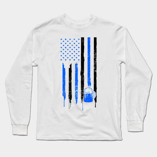 Craft Brewery Shirt | Patriotic US American Flag Gift Long Sleeve T-Shirt by Gawkclothing